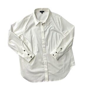 Universal Standard Stretch Cotton Poplin Button Down Shirt White size 18, Medium